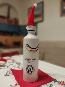 WordCamp Sevilla 2020 bottle at New Year's Eve.