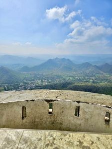 A foggy morning, from a view point of Sajjangargh Palace, Udaipur, Rajasthan.