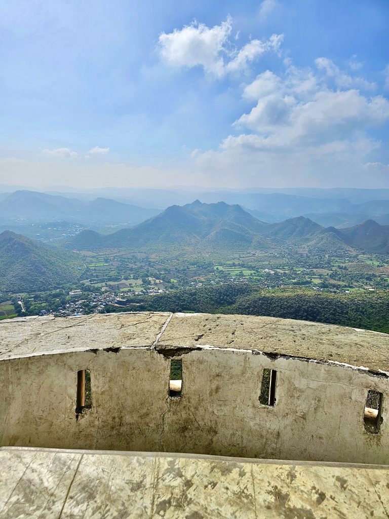 A foggy morning, from a view point of Sajjangargh Palace, Udaipur, Rajasthan.