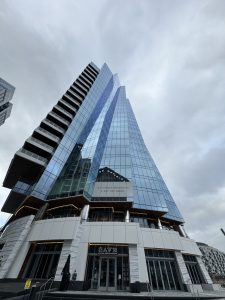 A high rise apartment building in Boston’s Seaport district.