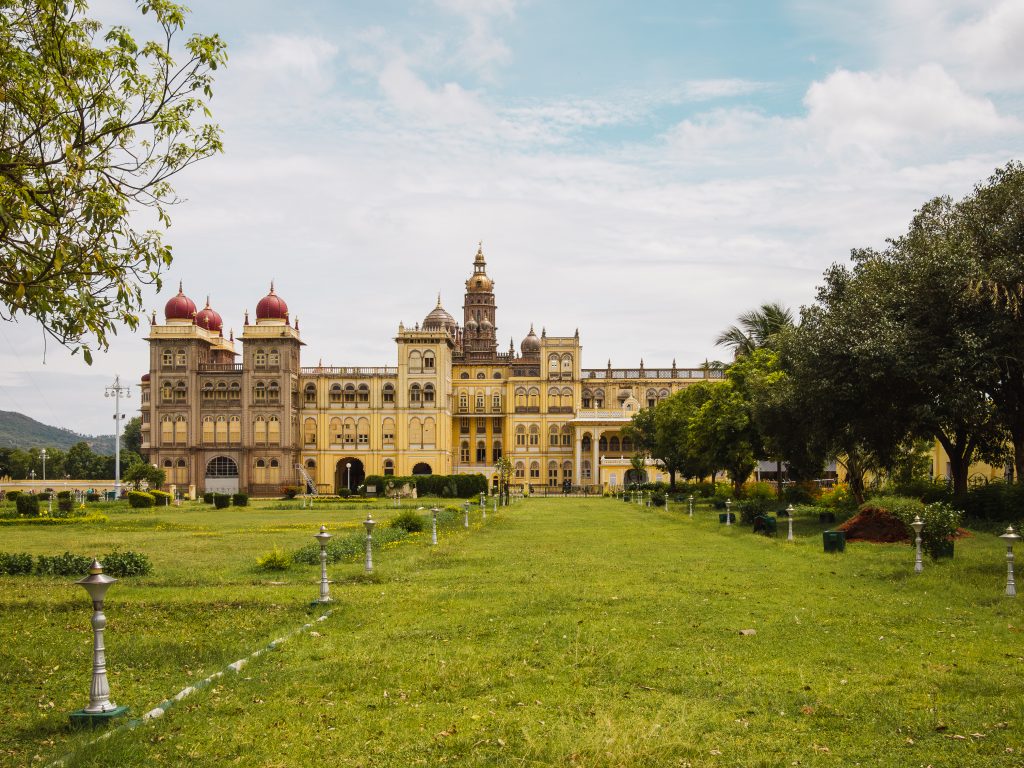 A picture of the Mysore Palace, India, taken from the back garden leading up to the palace. The palace is one of the most famous tourist attractions in India, after the Taj Mahal, with more than six million annual visitors.