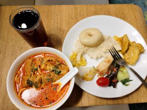 A plate of food on a table.