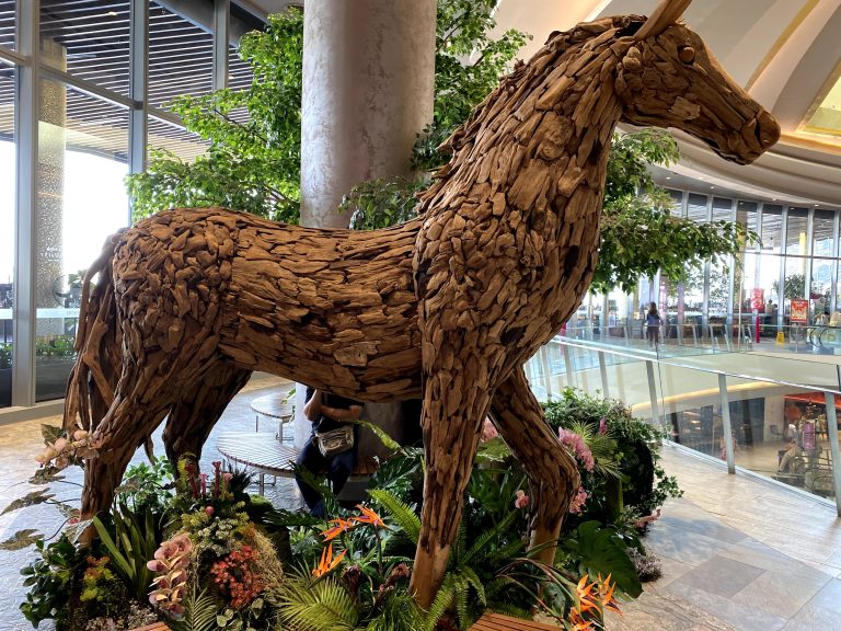 A wooden horse statue in Iconsiam mall, Bangkok