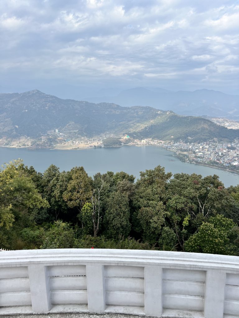 Breathtaking Aerial Shot of Phewa Lake from Atop the Hills of Pokhara, Nepal