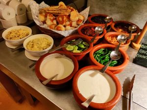 Various foods on a buffet