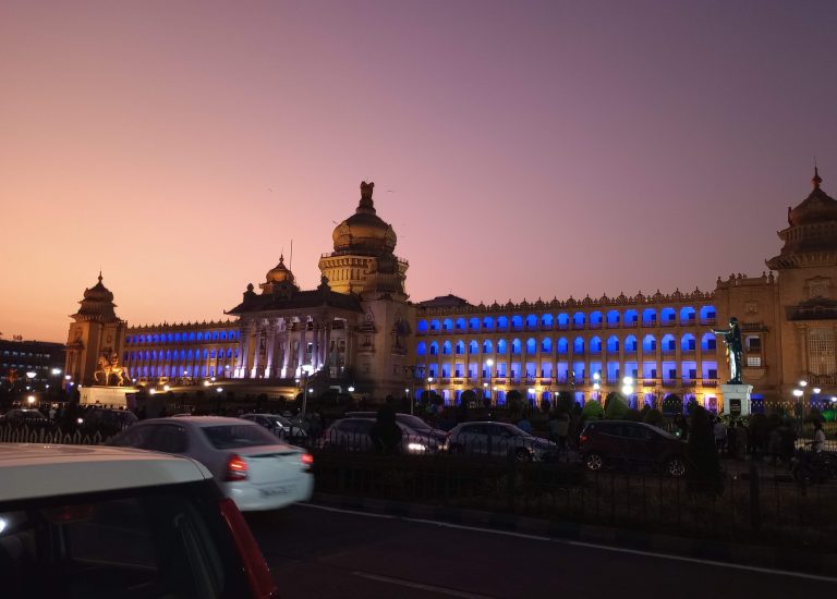 Bangalore Assembly House (Vidhana Saudha) at dusk.