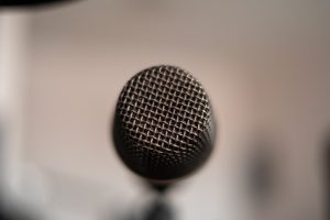 The tip of a dynamic microphone.