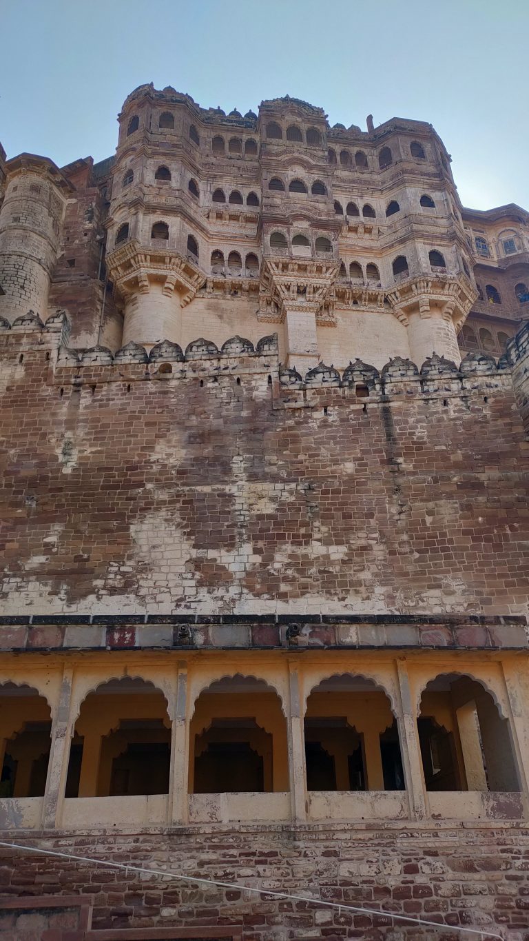 Inside Mehrangarh Fort in Jodhpur(Rajasthan), India. The castle stands on a hilltop, rising about 122 meters above the surrounding plains.