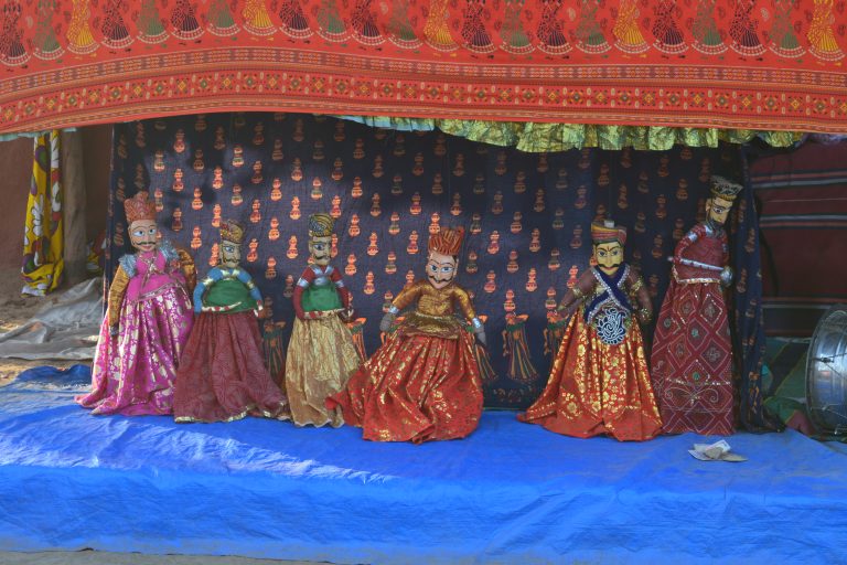 Kathputli family (puppets in Rajasthan), performing dance on stage