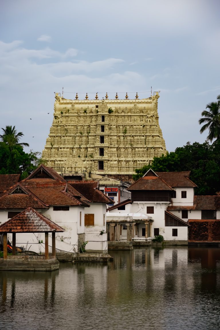 Captivating Padmanabha Swami Temple, a sacred haven adorned with intricate details, emanates timeless beauty and profound religious significance.