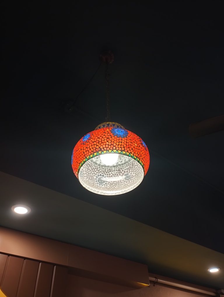 A mosaic ceiling lamp