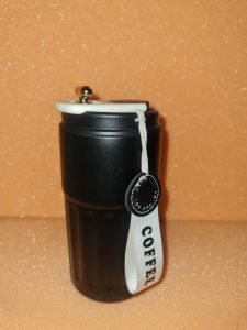 Black travel coffee mug.