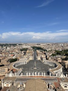 View atop the dome of St. Peter's Basilica in Vatican City.