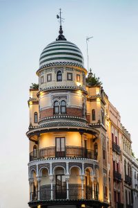 Beautiful isolated building in the center of Sevilla, Spain. 