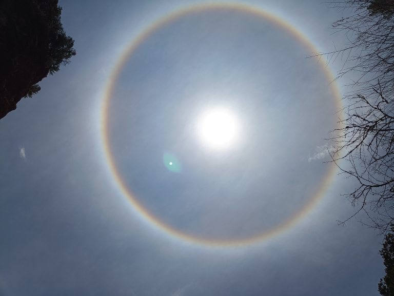 Circular Rainbow around Sun, also know as a Glory.