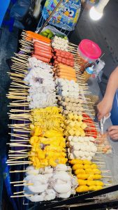 Street food on skewers