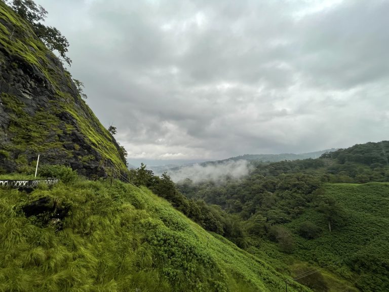 A mountain and valley view in the evening from Munnar, Kerala.