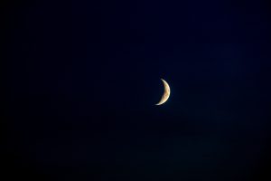 The moon at waxing crescent phase.
