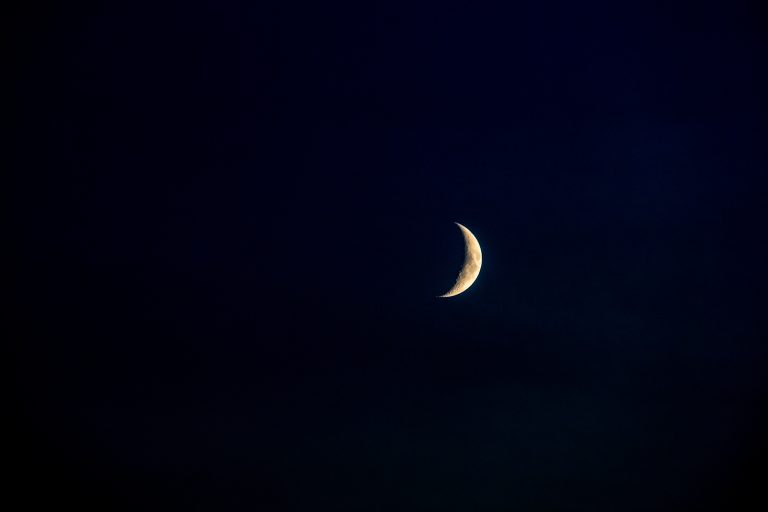 The moon at waxing crescent phase.