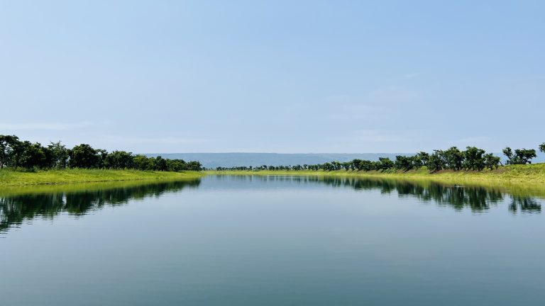 River with mountain view.