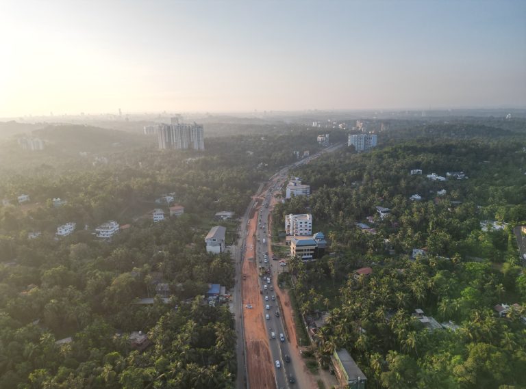 Aerial view of NH 66, Kozhikode, Kerala