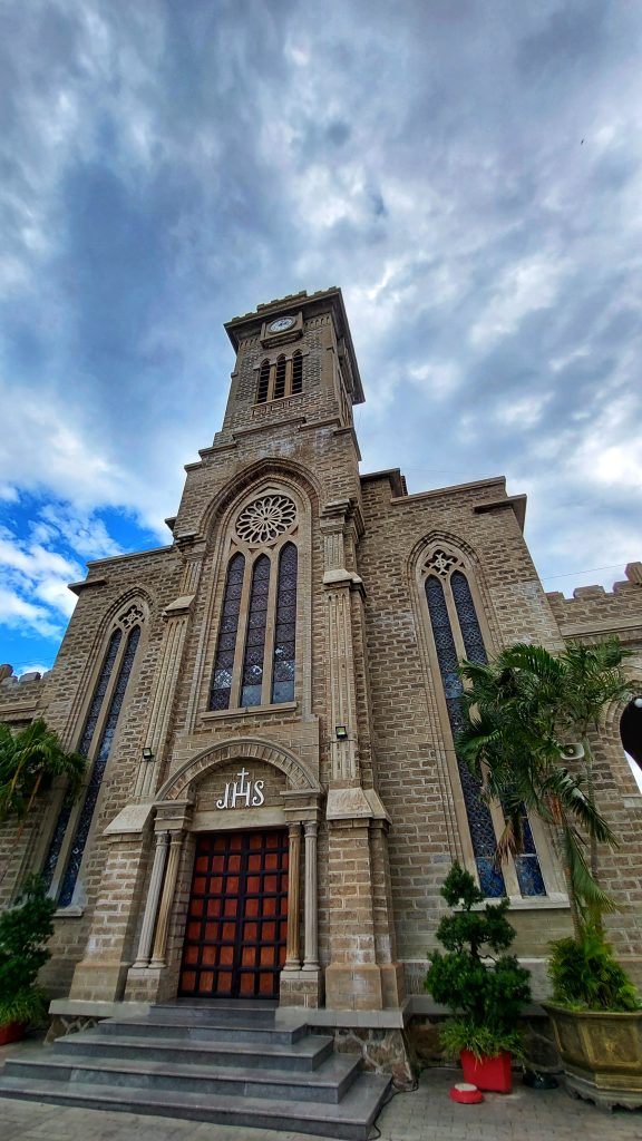 Facade of the Christ the King cathedral church in Nha Trang, Vietnam.