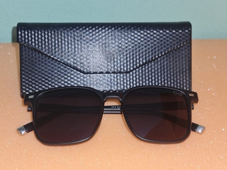 Black sunglasses and case.