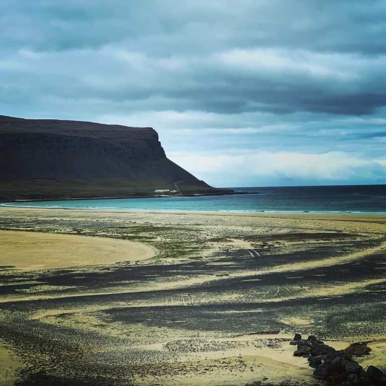 Cliffs shore, and water in Westfjords.