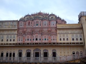 A picture of Hawa Mahal in Jaipur, showcasing its intricate facade and unique architecture.