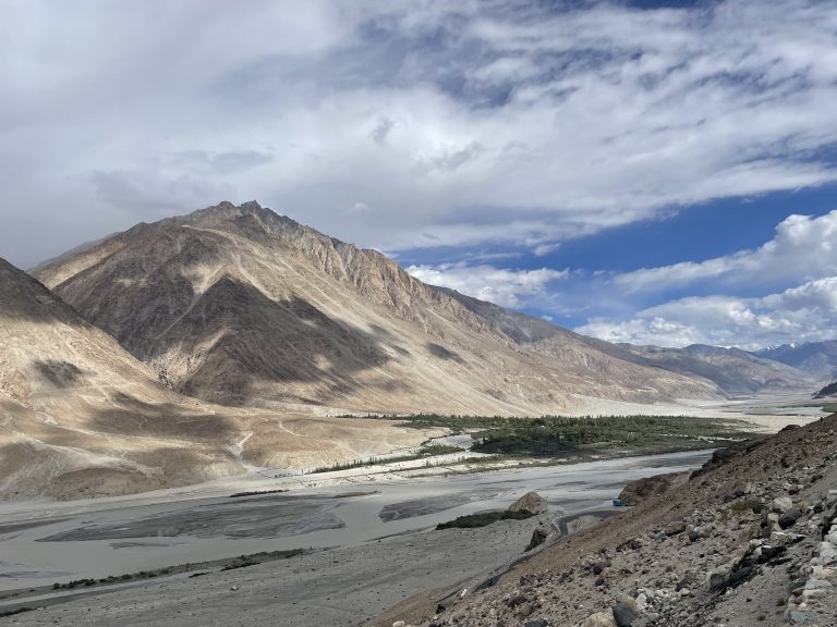 Stunning panoramic sight of the Nubra Valley.