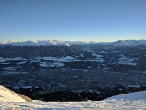 A distant view of the city Innsbruck, Austria from 2.334m, Hafelekar