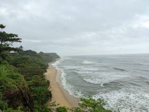View of the beach from the top of Varkala cliff in Trivandrum kerala.
