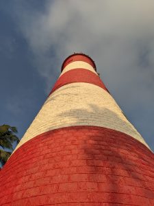 A view from the bottom of the world-famous Kovalam lighthouse in Trivandrum, Kerala