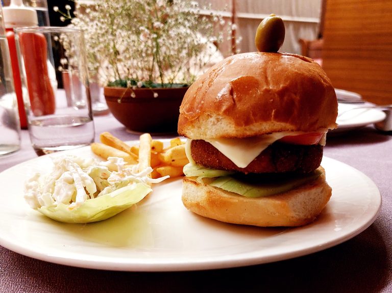 Burger with French fries