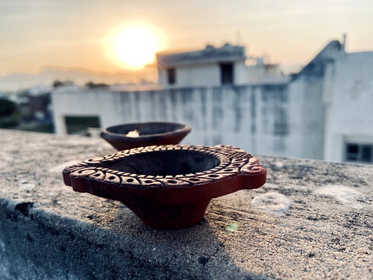 Indian clay diya for Diwali.