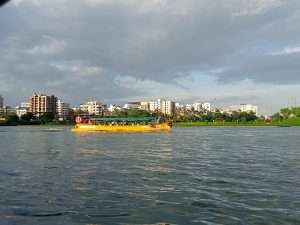 Water Taxi at Hatir Jheel lakefront in Dhaka, Bangladesh.