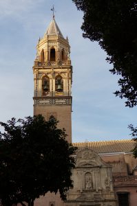 The spire of Parroquia de San Pedro Apóstol, Sevilla, Spain