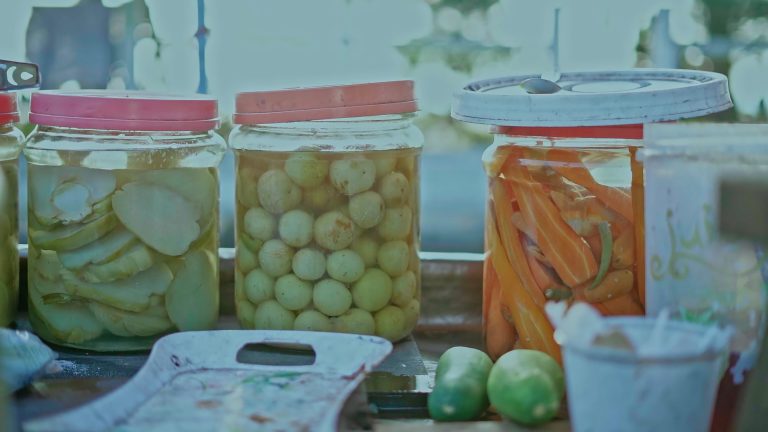 Pickled fruits and vegetable.