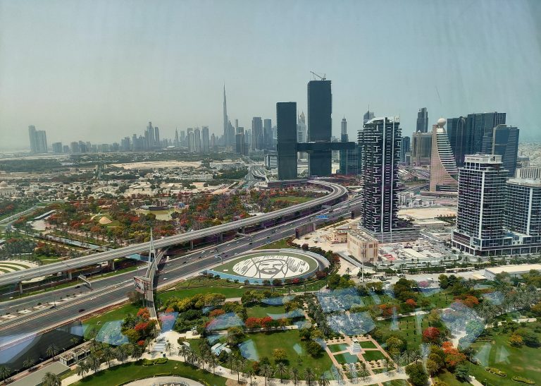 A mesmerizing view of the new Dubai, captured from the top of the Dubai Frame, framing the city’s modern skyline in all its splendor.