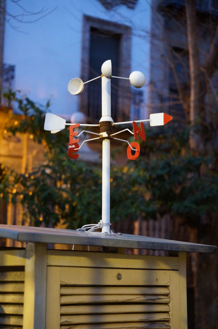 Small weather station with anemometer and wind vane