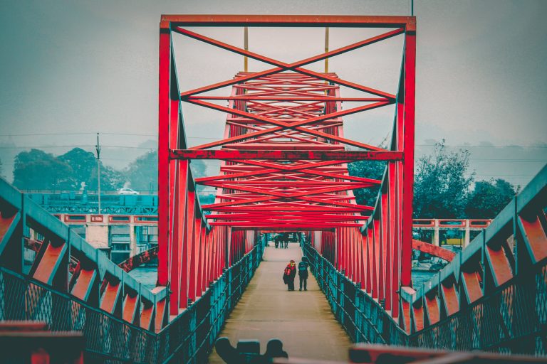 Scenic bridge spanning across a river