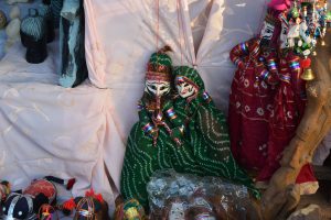 Kathputli, Rajasthani puppet couple together in green dresses