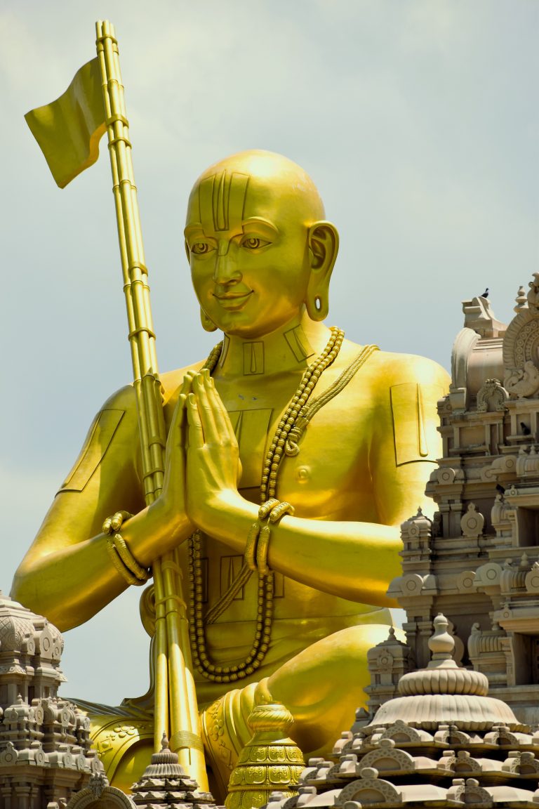 216 feet statue of Ramanuja also known as statue-of-equality located in Hyderabad, India.