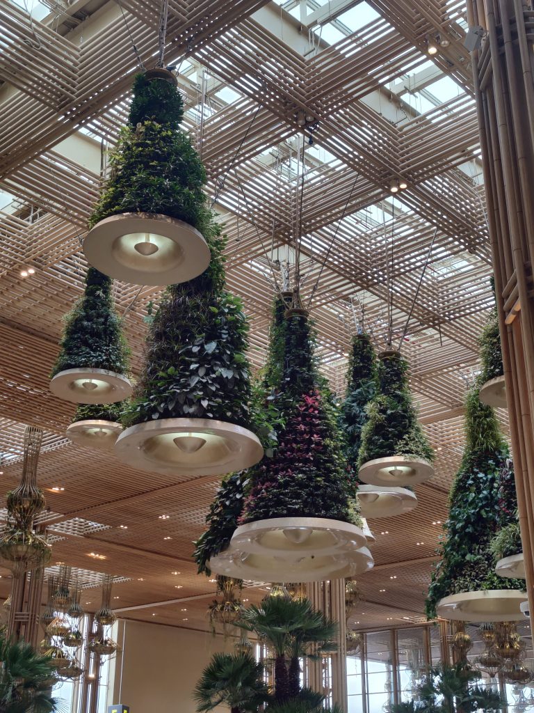 Bell shape hanging garden from Bangalore International Airport.