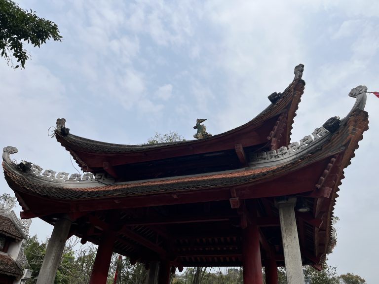 Ngoc Son Temple??, a prominent ??temple?? sitting on a small island. The sacred ??temple??.