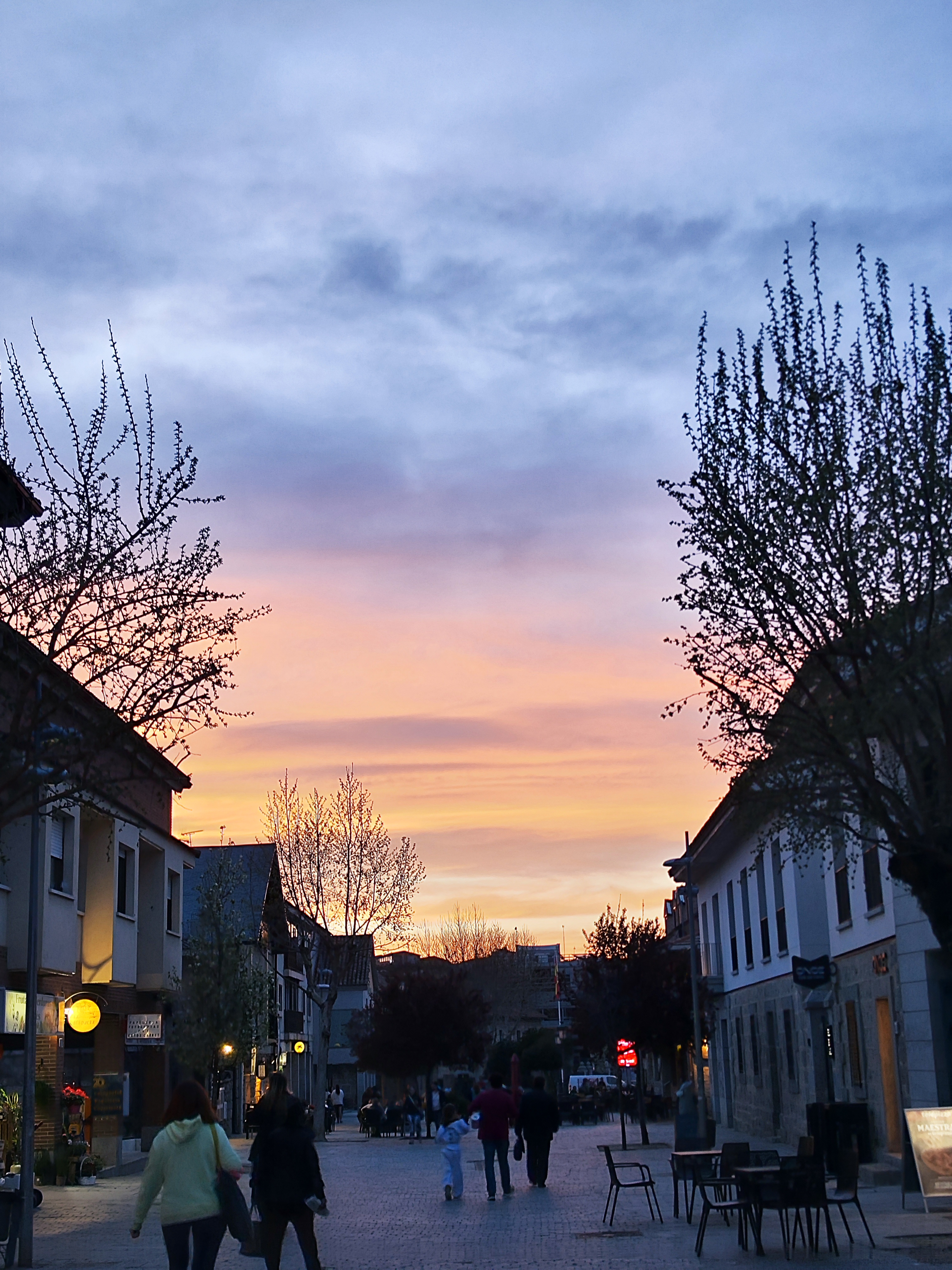 sunset, street in Torrelodones, Spain