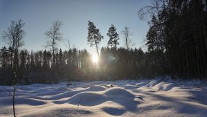 Valmiera, Latvia. Winter, snow, sun