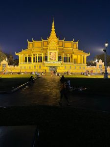 night view of royal palace in Phnom Penh Cambodia
