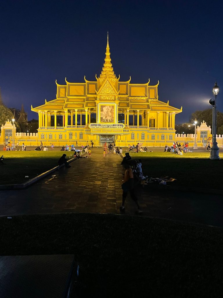 night view of royal palace in Phnom Penh Cambodia