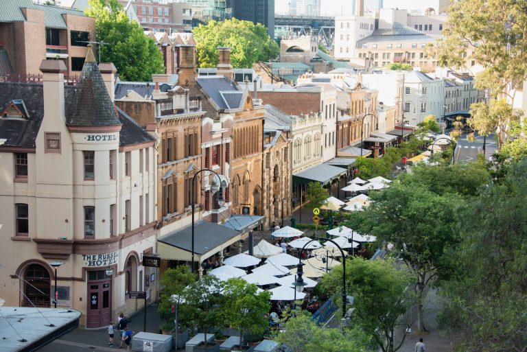 Buildings along George St in The Rocks, Sydney